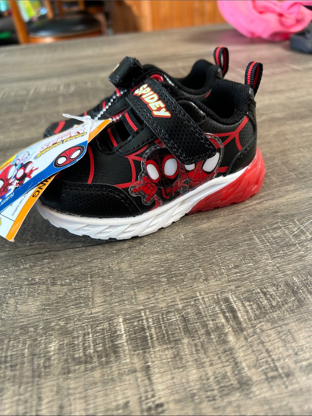 Spiderman Black and Red Kids Sneakers with Velcro Strap